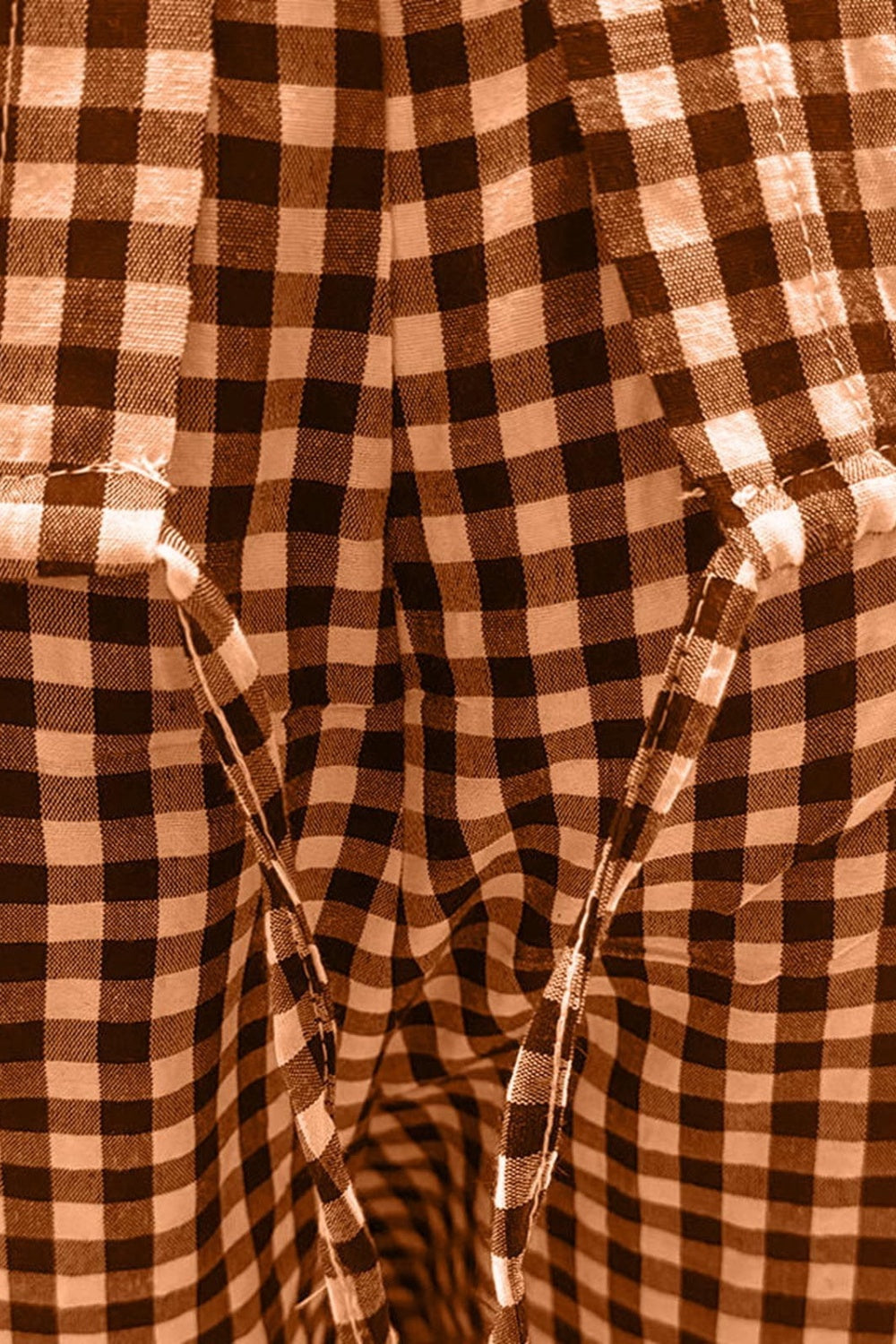 Conjunto de pantalón y blusa de media manga con cuello redondo y cuadros escoceses de talla grande