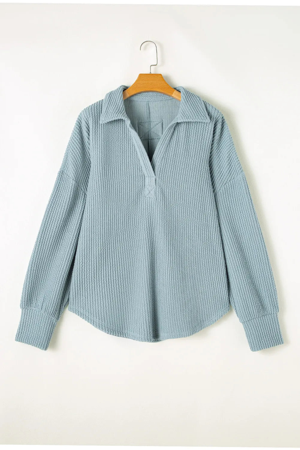 Sudadera de manga larga con cuello Johnny texturizado y talla grande