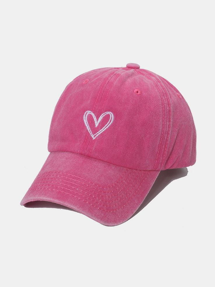 Gorra de béisbol de algodón lavado con corazón bordado