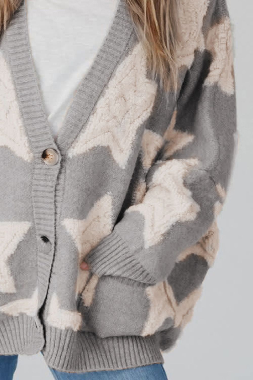 Cárdigan de manga larga con botones y estrellas