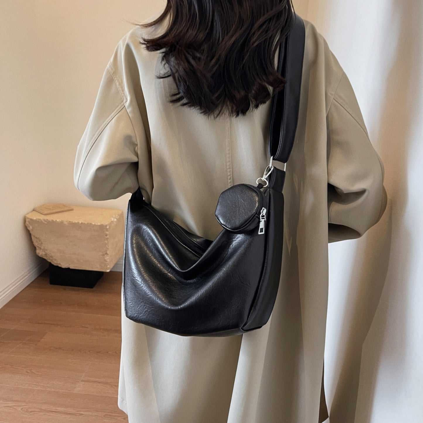 Bolso bandolera de piel sintética con monedero pequeño