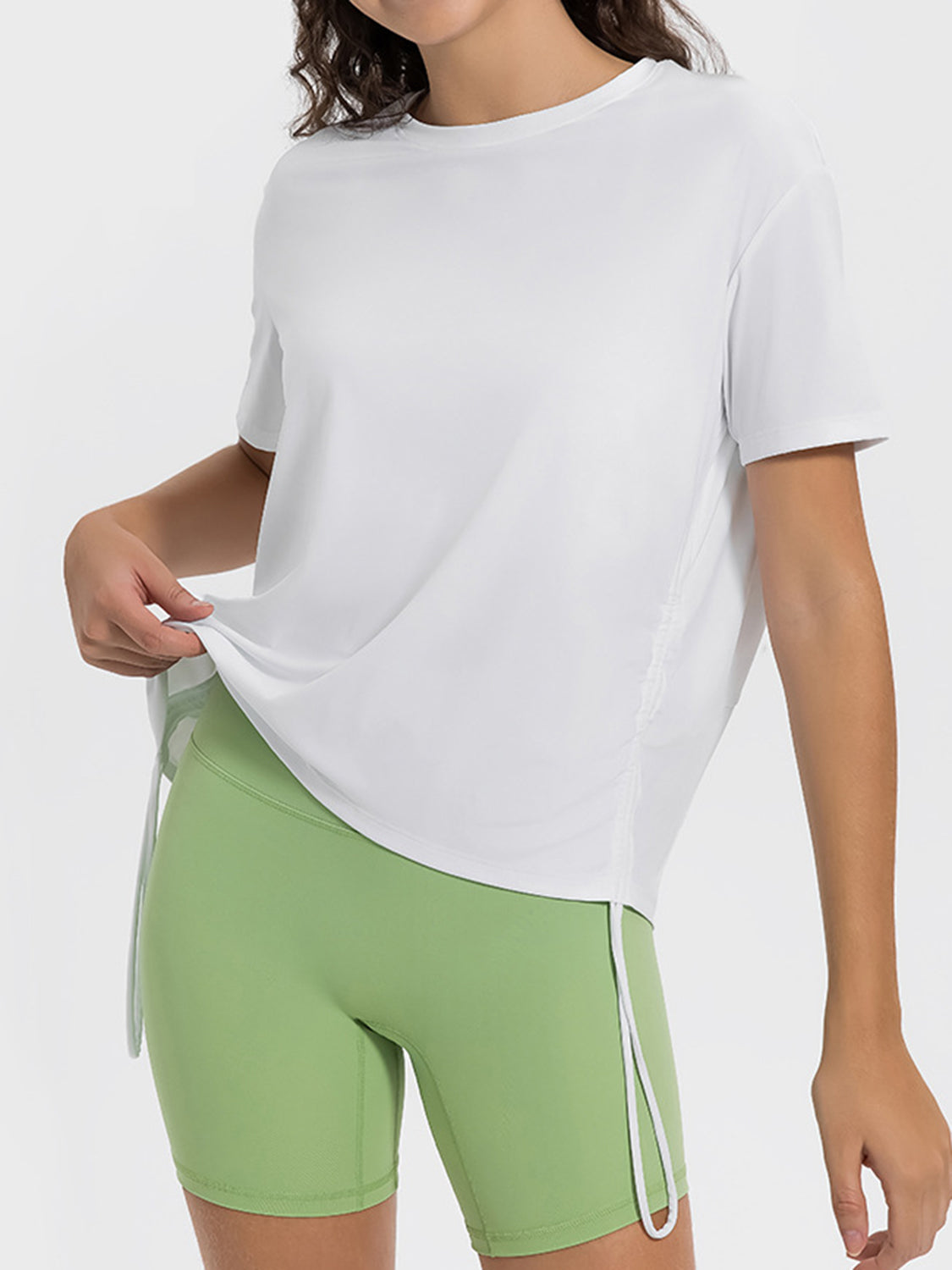 Camiseta deportiva de manga corta con cuello redondo y cordón ajustable Millennia