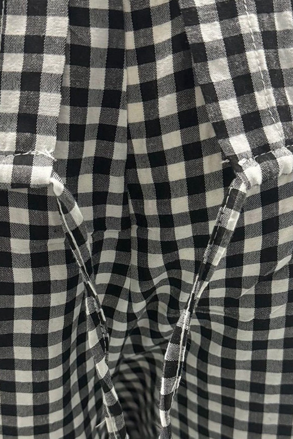 Conjunto de pantalón y blusa de media manga con cuello redondo y cuadros escoceses de talla grande