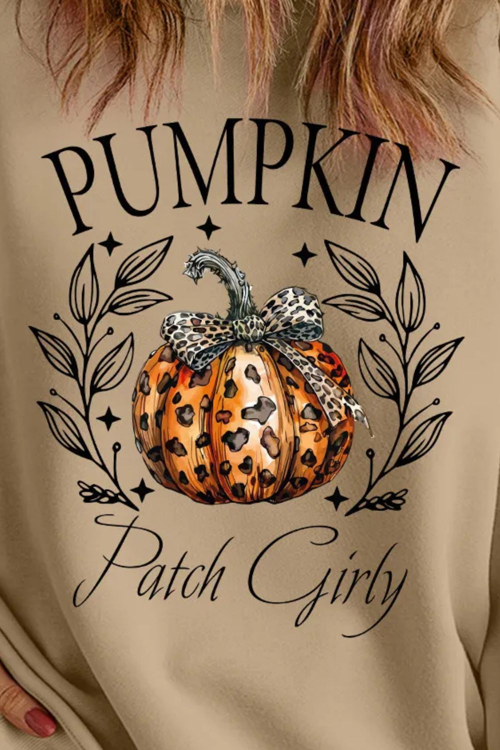 Sudadera de manga larga con estampado de calabaza en talla grande