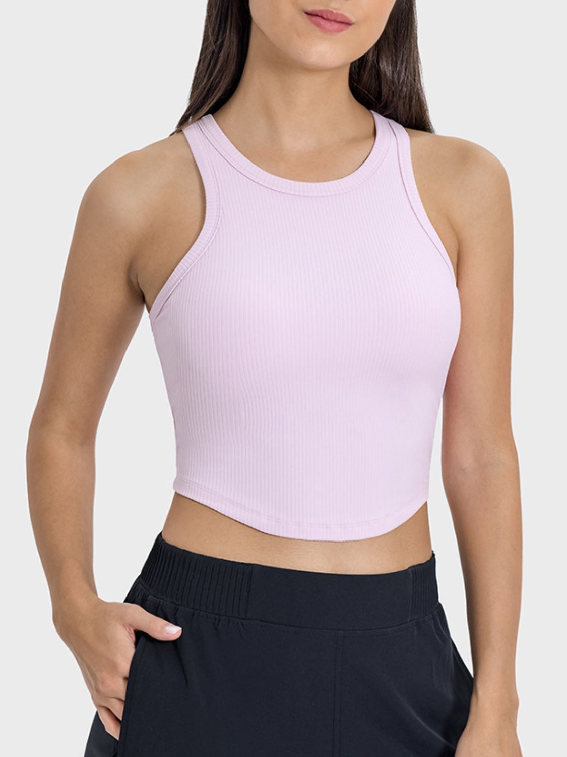 Camiseta deportiva Millnia con espalda cruzada y cuello redondo