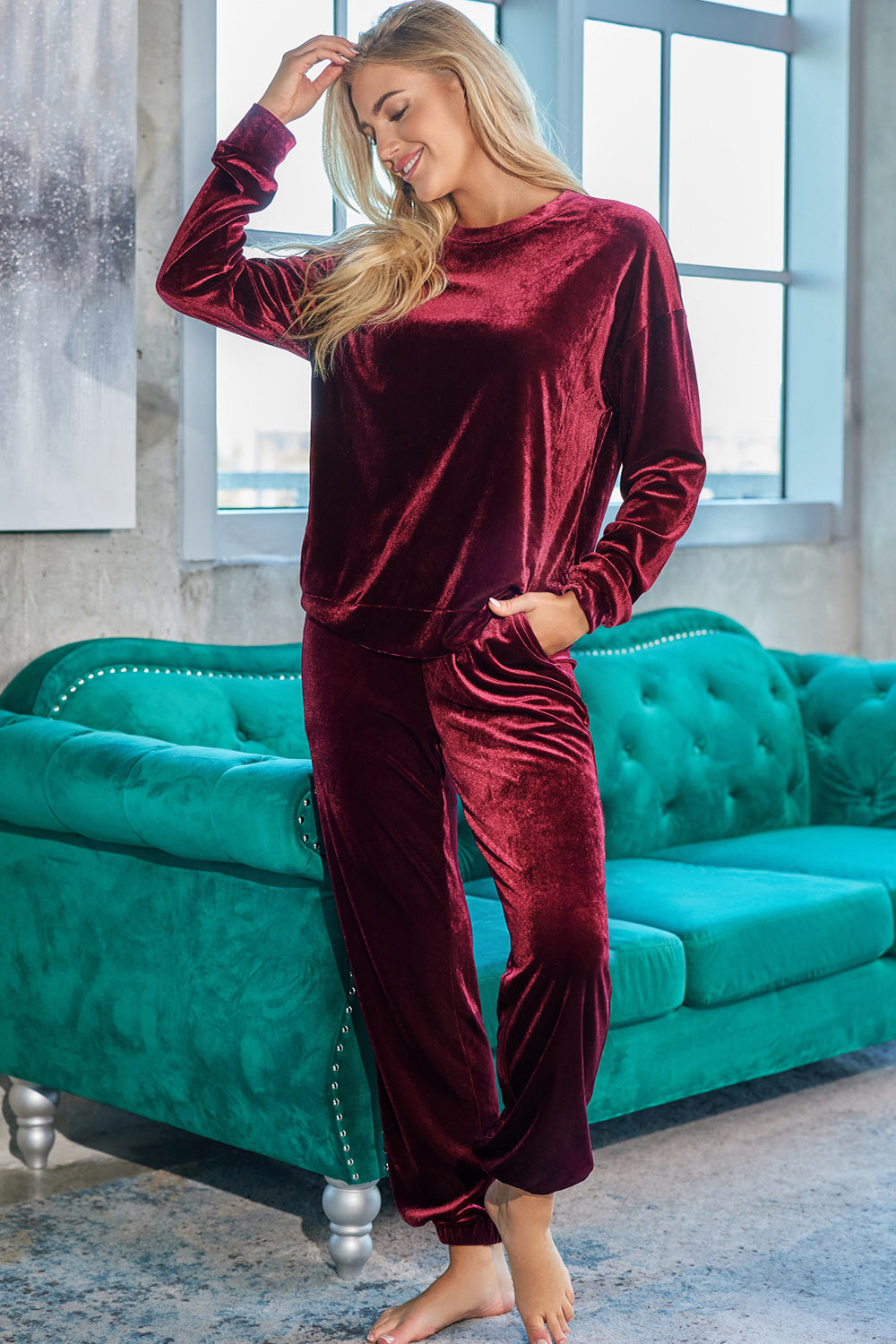 Conjunto de salón con camiseta y pantalón de manga larga