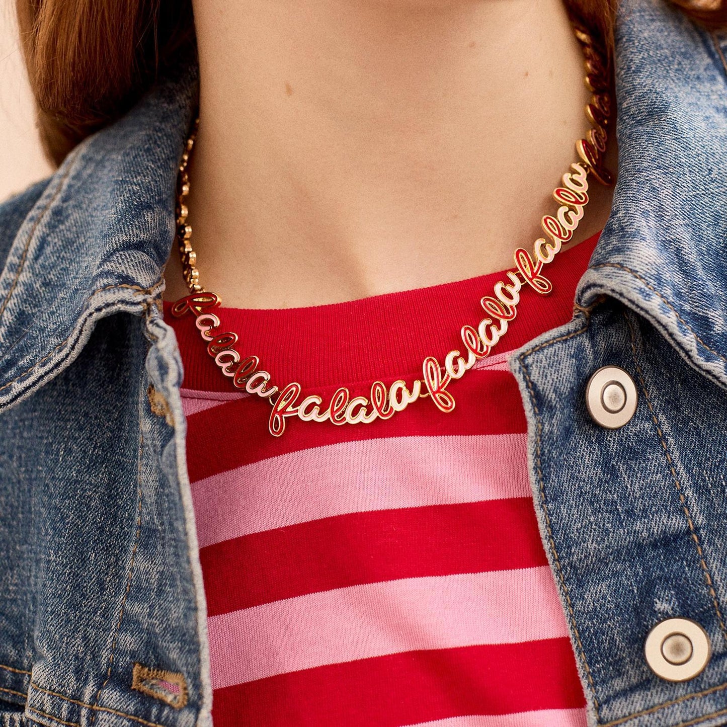 Collar de cuentas bañado en oro de 14 quilates con diamantes de imitación