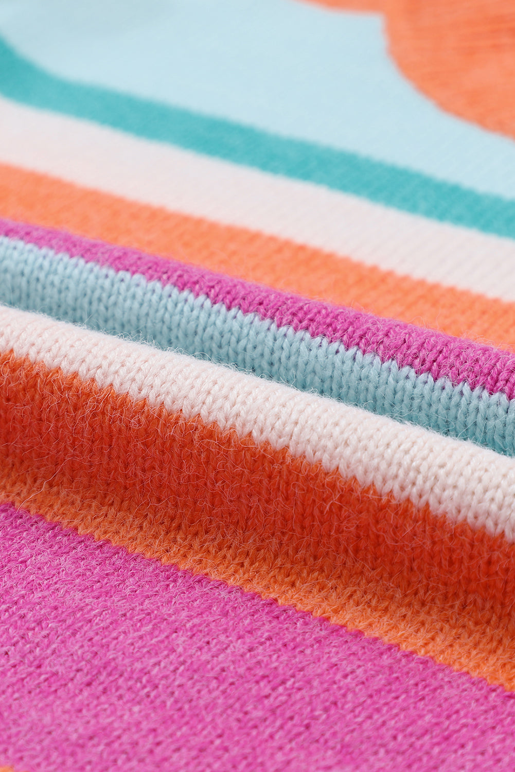 Suéter de cuello redondo y hombros caídos a rayas