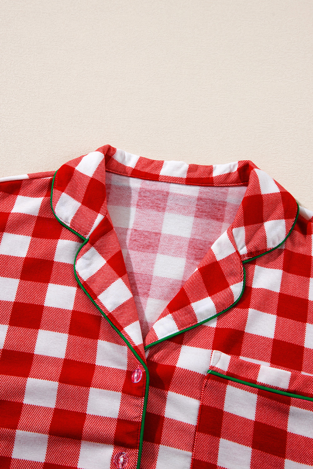 Conjunto de pantalón y blusa de manga larga con cuello de cuadros