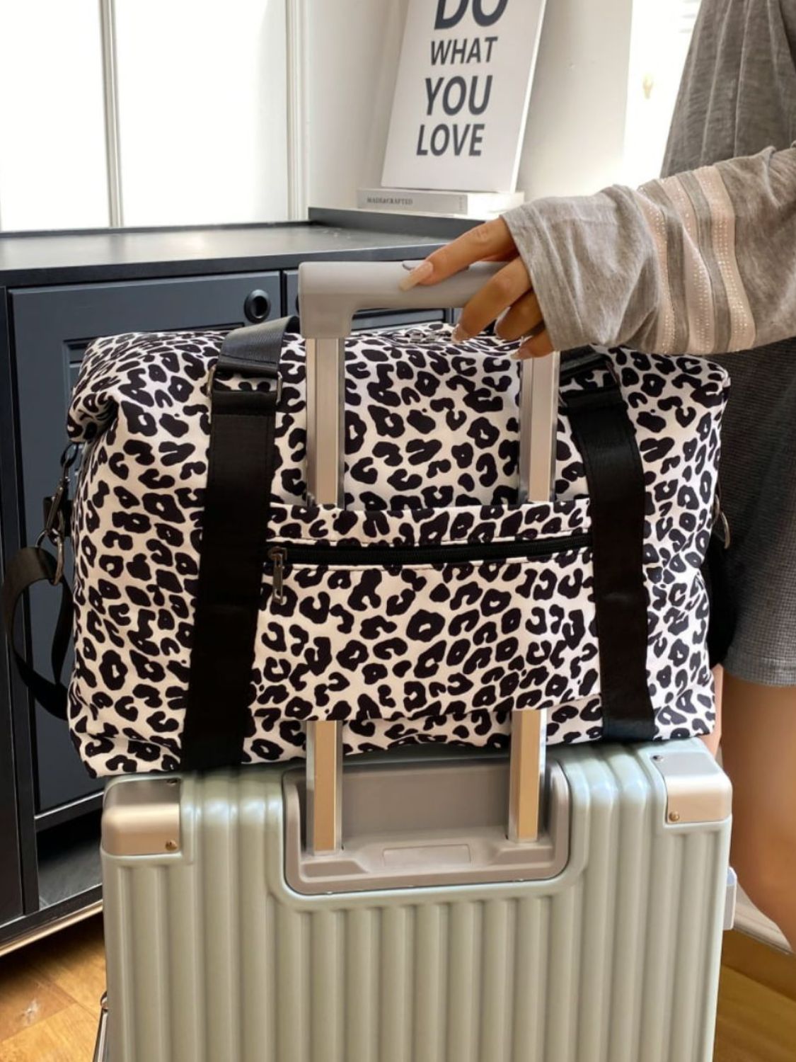 Conjunto de 2 bolsos de tela Oxford con estampado de leopardo