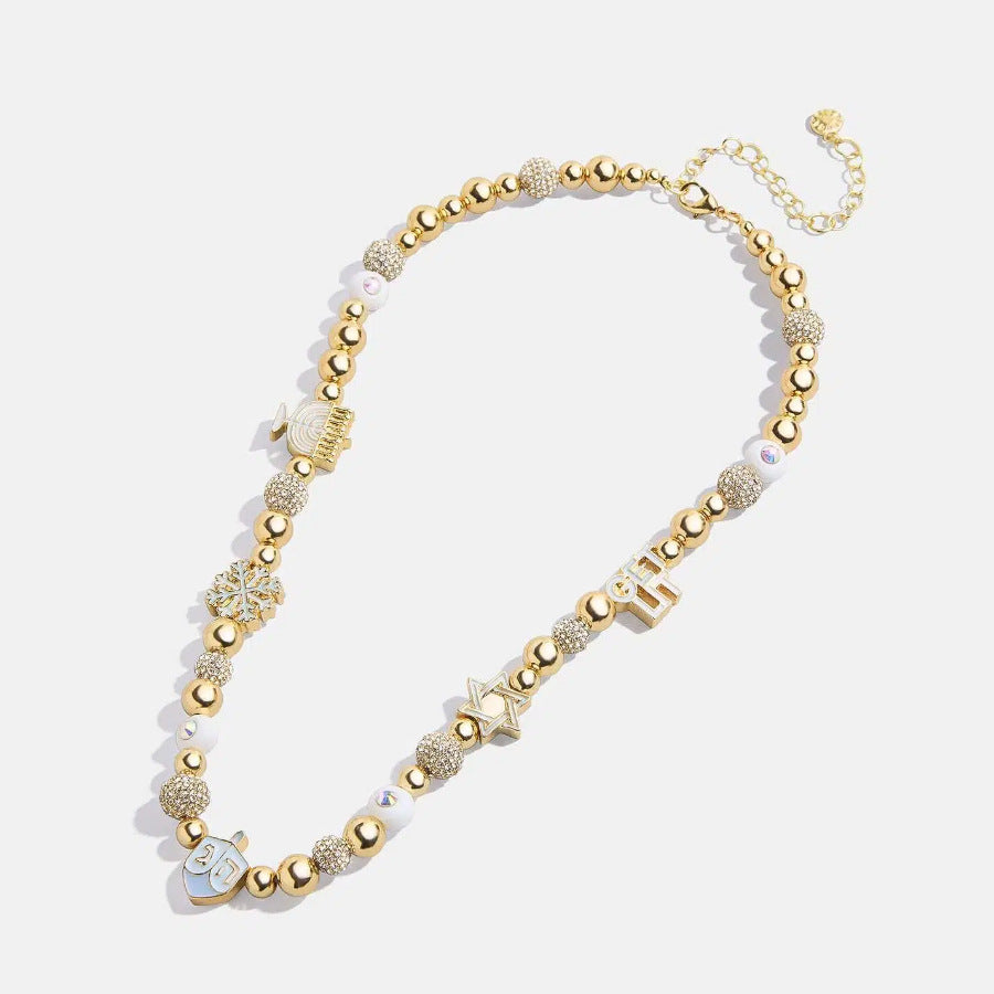 Collar de cuentas bañado en oro de 14 quilates con diamantes de imitación