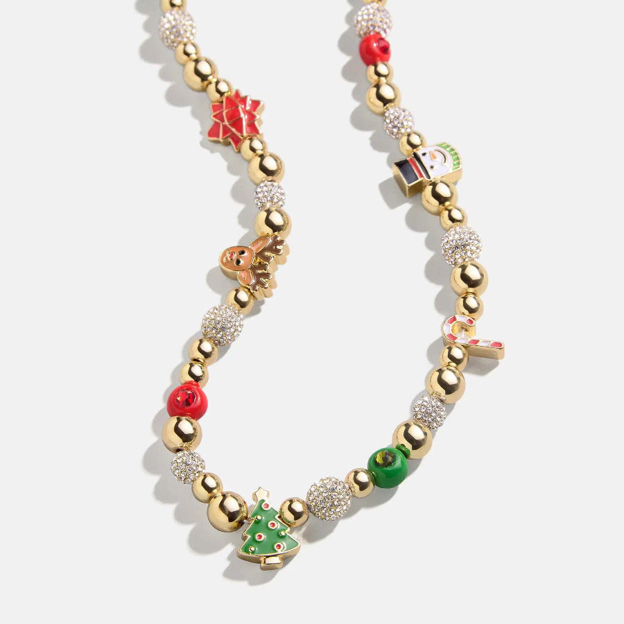 Collar de cuentas bañado en oro de 14 quilates con diamantes de imitación