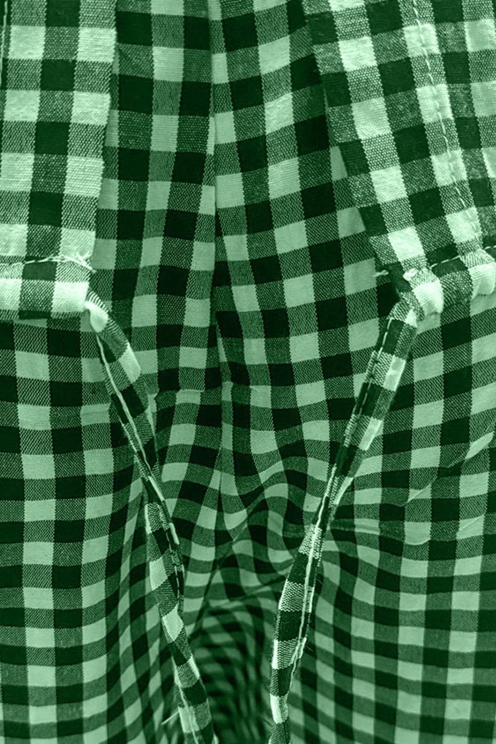 Conjunto de pantalón y blusa de media manga con cuello redondo y cuadros escoceses de talla grande