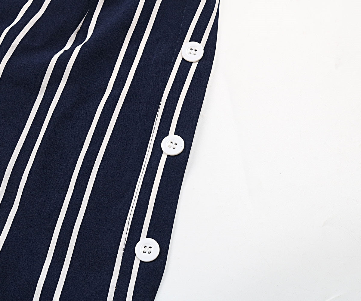 Pantalones anchos con abertura y rayas Perfee