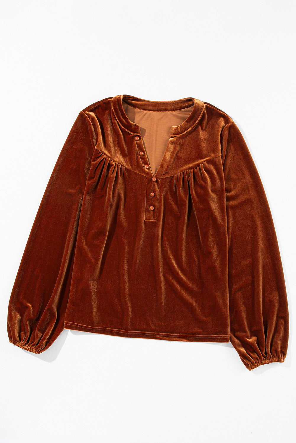 Blusa de terciopelo de manga larga con muescas