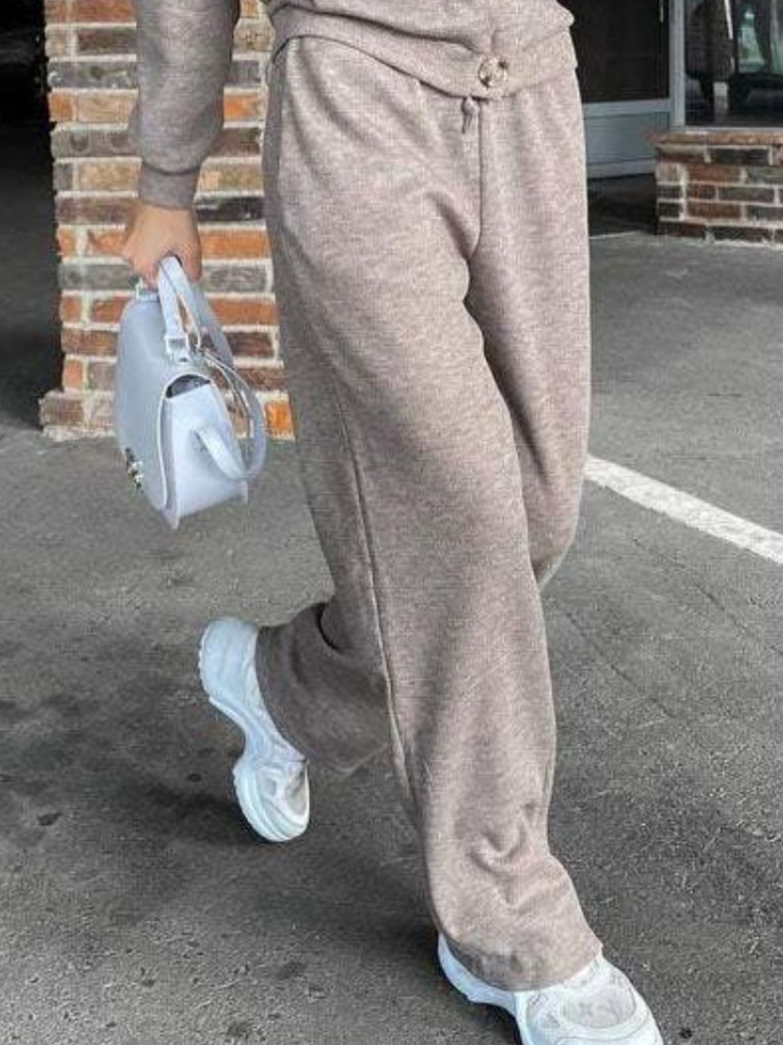 Conjunto de pantalón y blusa de manga larga con botones y talla grande