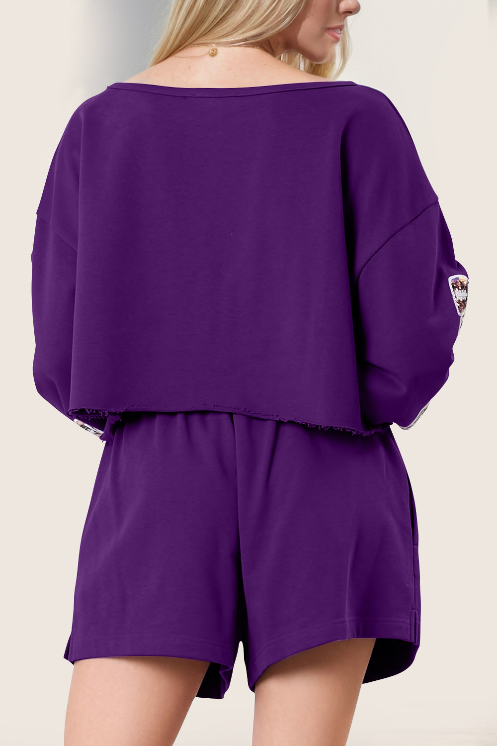 Conjunto de top corto y pantalones cortos con lazo de lentejuelas de Double Take