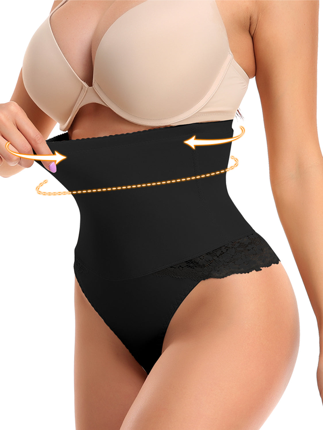 Pantalones cortos moldeadores con detalle de encaje de tamaño completo