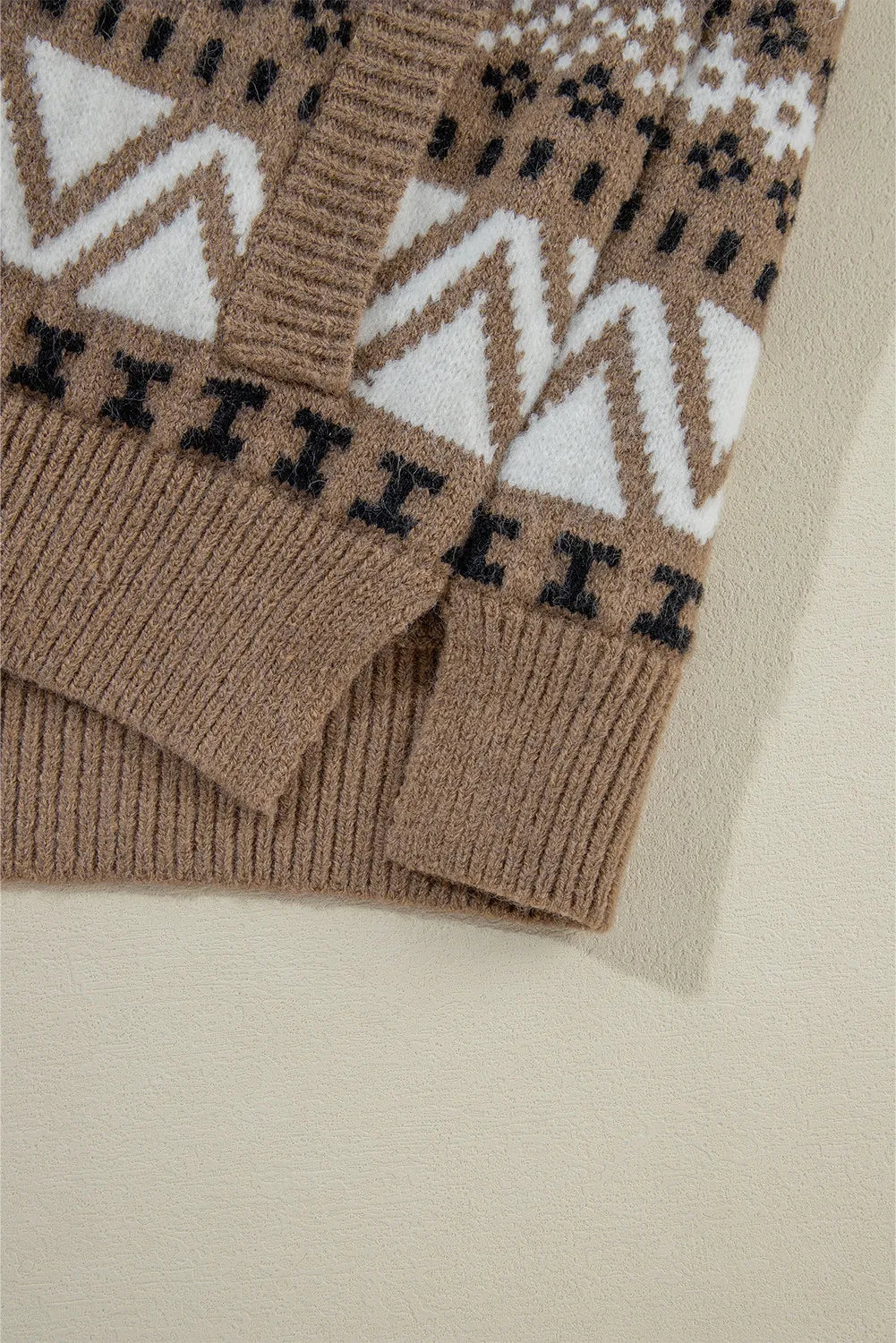 Cárdigan geométrico de manga larga con cremallera