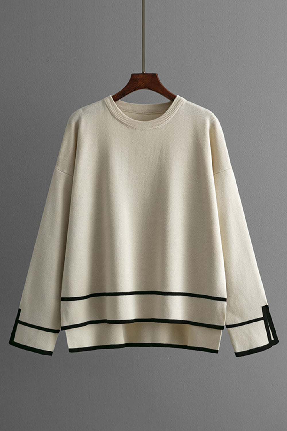 Conjunto de suéter y pantalón con cuello redondo alto y bajo