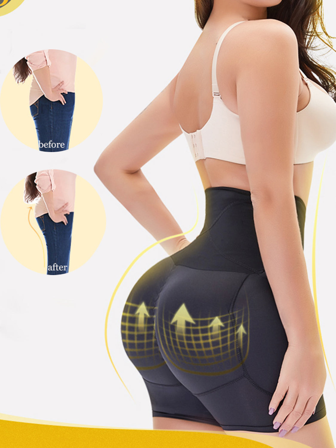 Pantalones cortos moldeadores con ganchos y ojales de tamaño completo