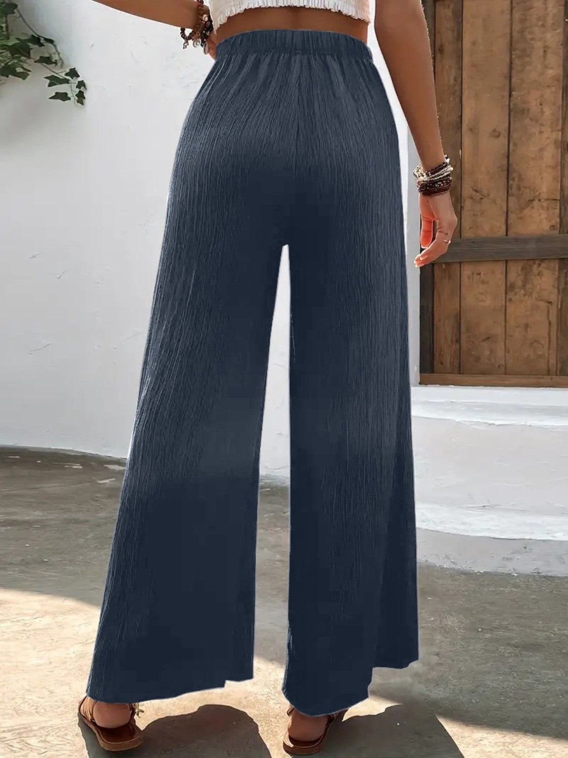 Pantalones anchos de cintura alta y talla grande