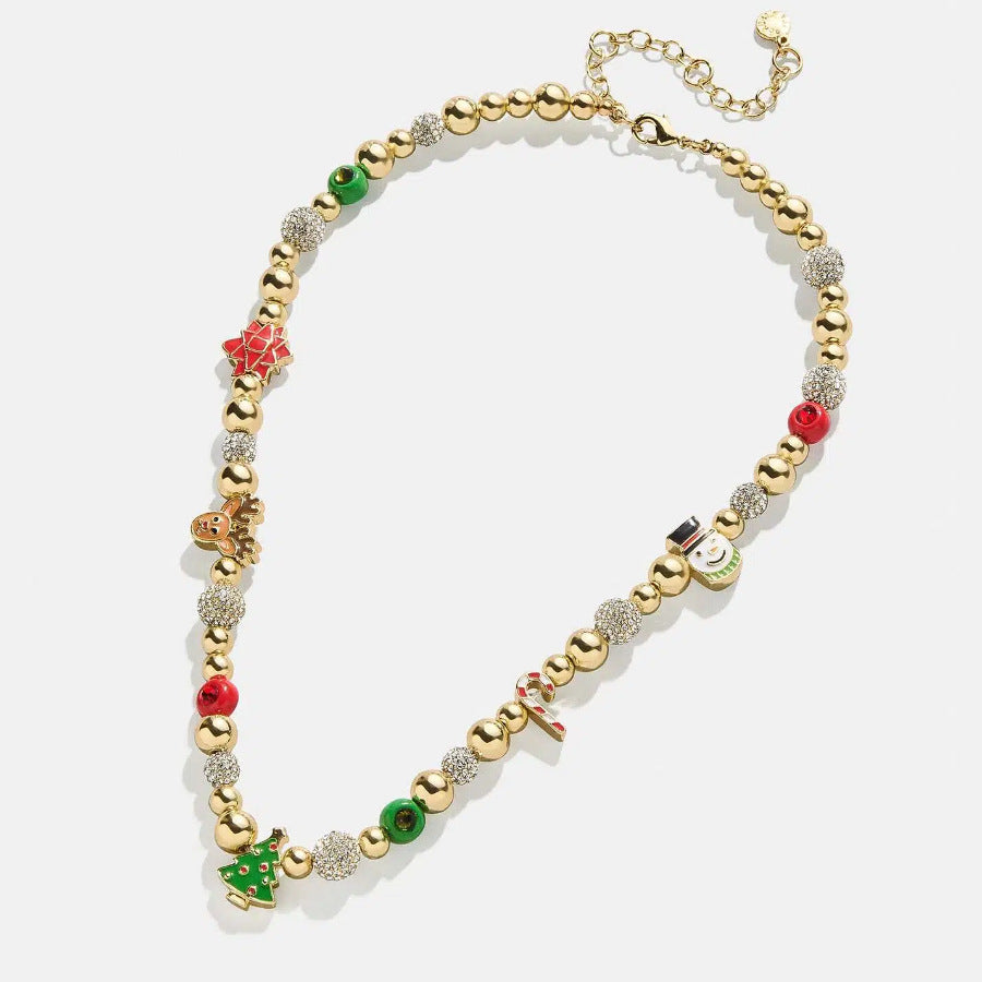 Collar de cuentas bañado en oro de 14 quilates con diamantes de imitación