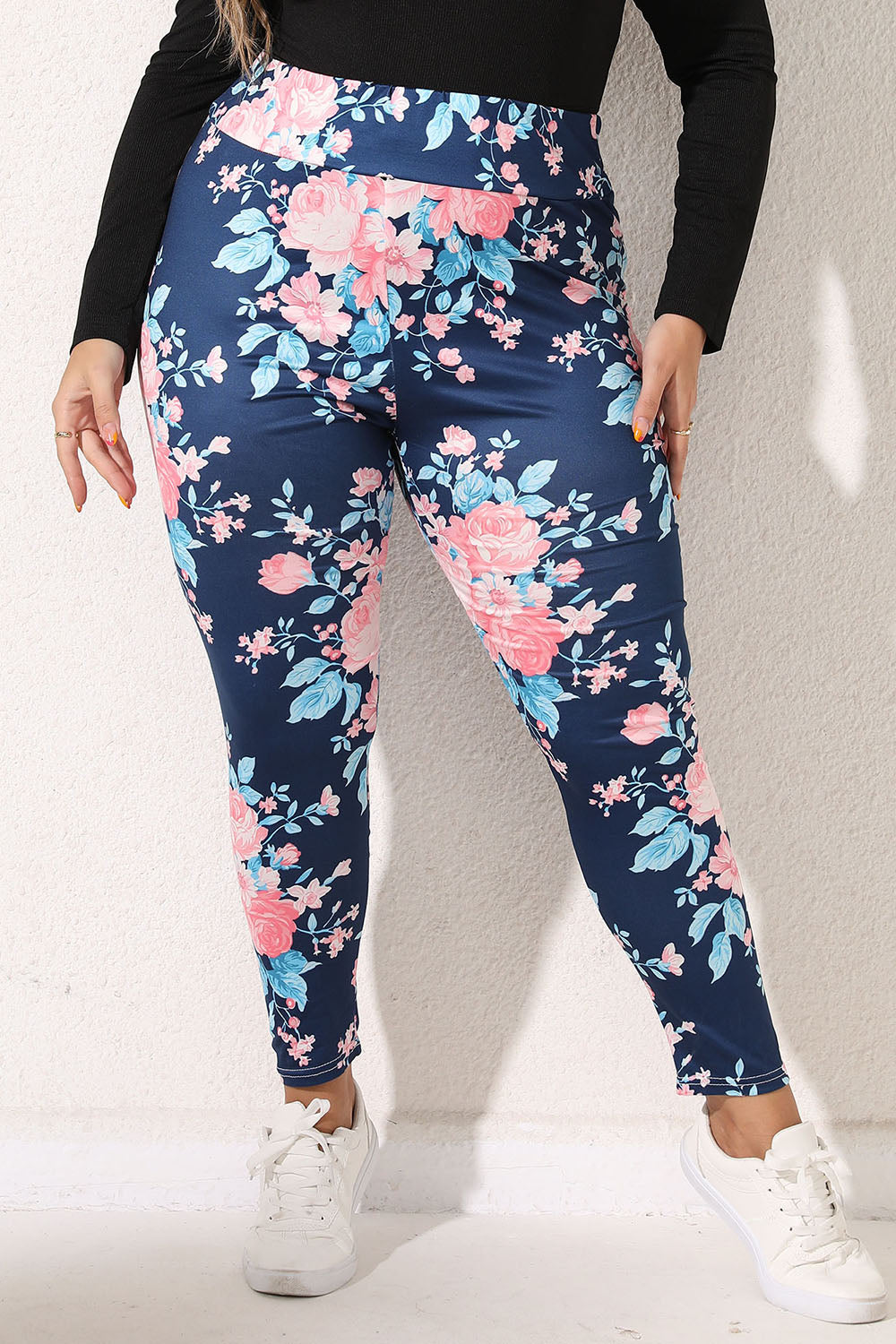Leggings con estampado floral de talla grande