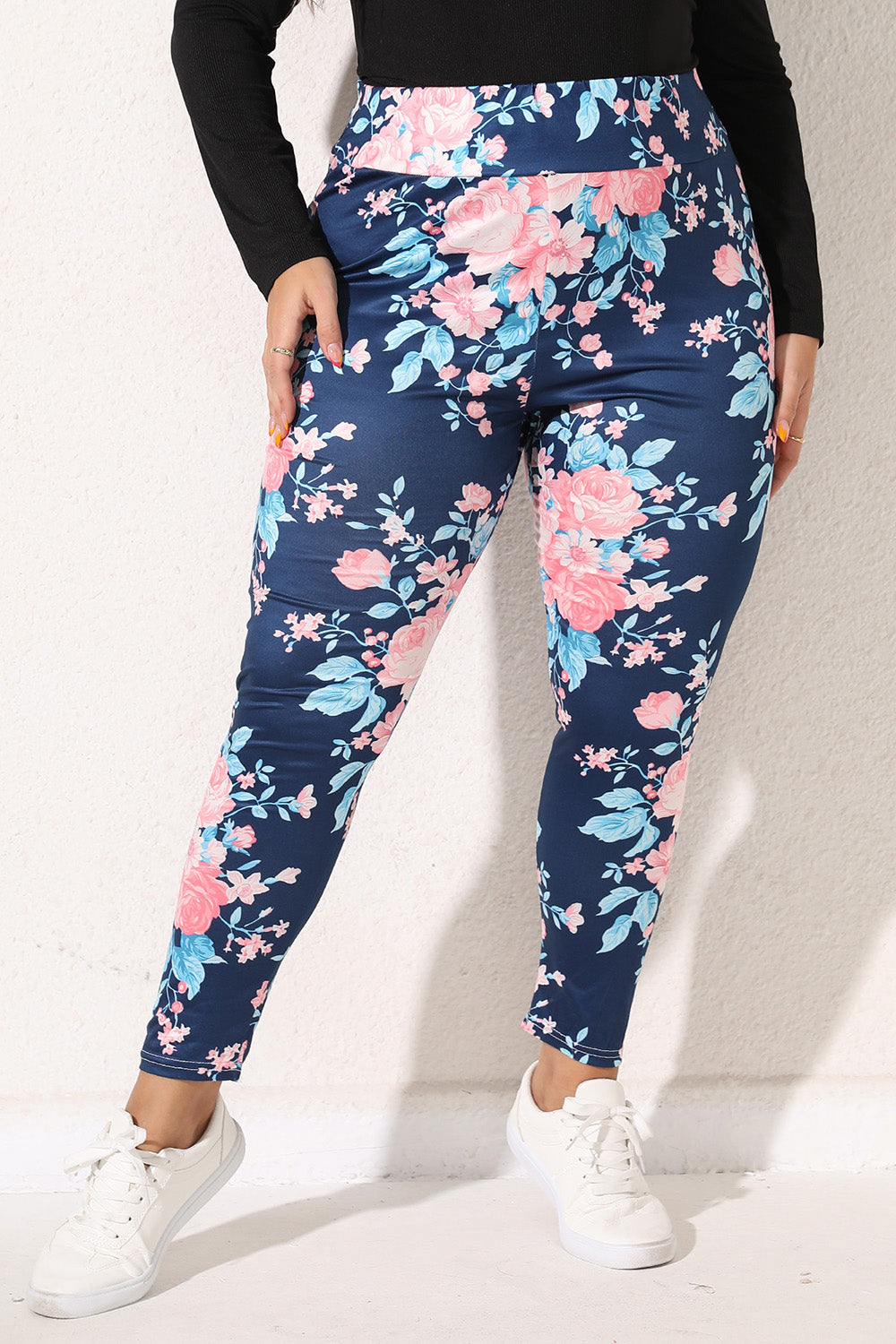 Leggings con estampado floral de talla grande