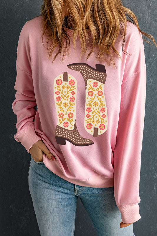 Sudadera de manga larga con gráfico de botas