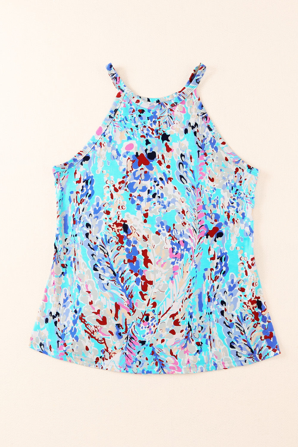 Camiseta sin mangas con cuello redondo estampada