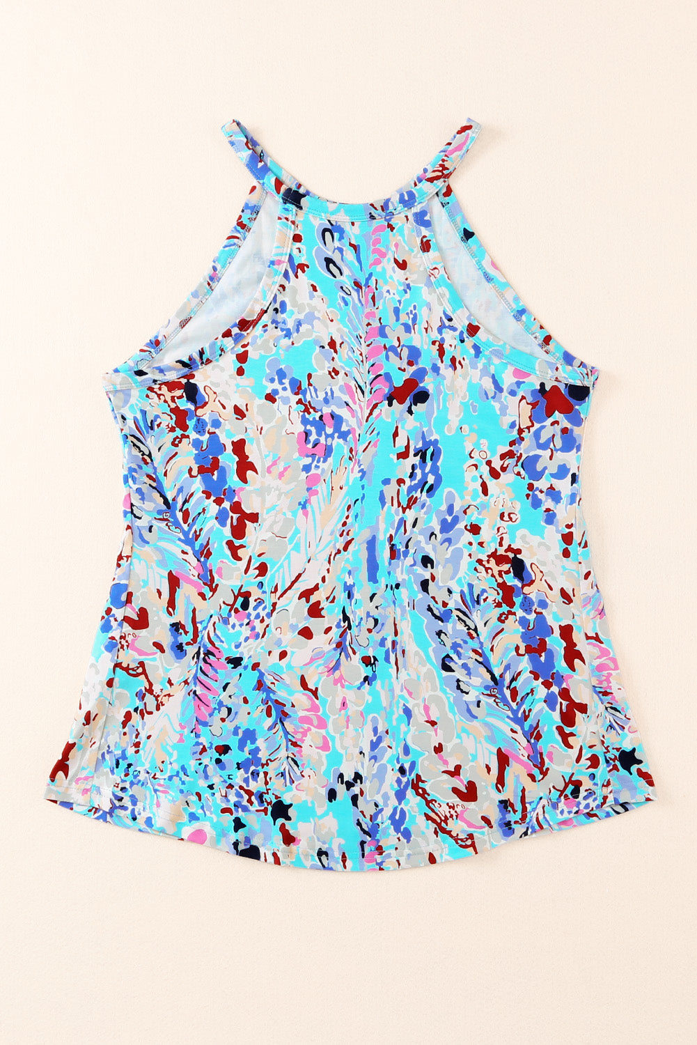 Camiseta sin mangas con cuello redondo estampada