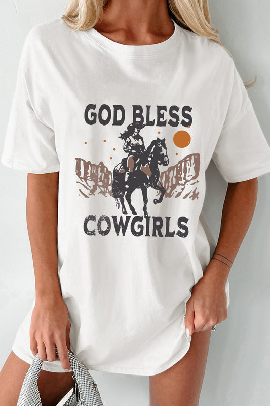 Camiseta holgada de manga corta con cuello redondo y estampado gráfico