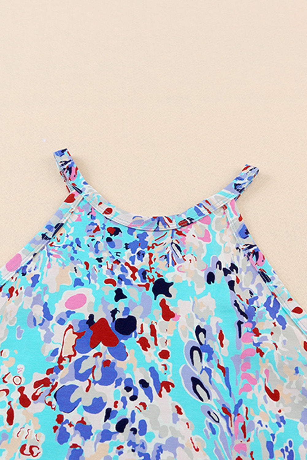Camiseta sin mangas con cuello redondo estampada