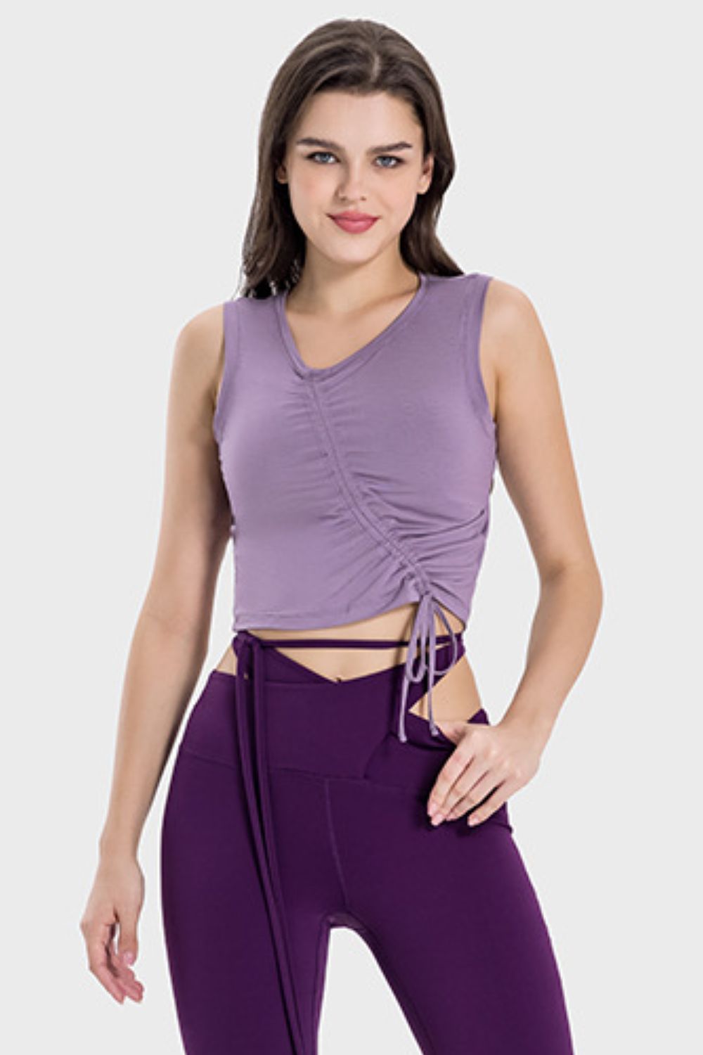 Camiseta deportiva Millnia con tirantes anchos fruncidos y cordón ajustable
