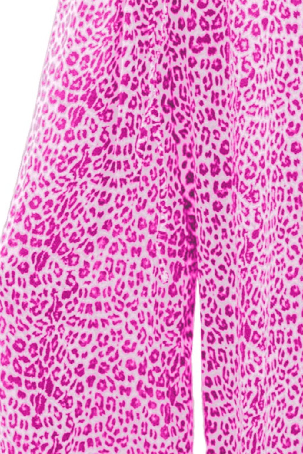 Pantalones anchos con cordón y estampado de leopardo