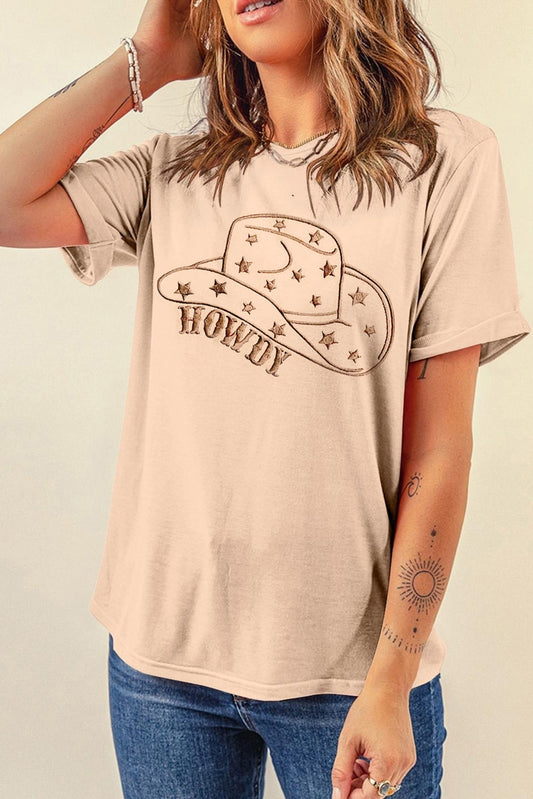 Camiseta de manga corta con cuello redondo y gráfico de sombrero