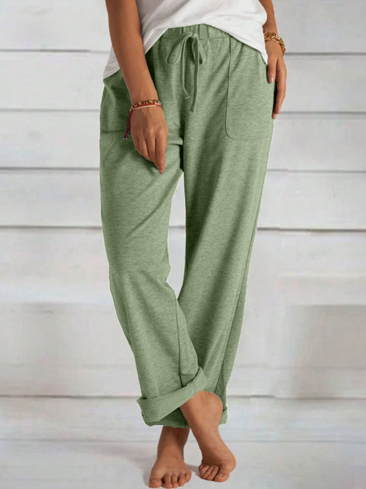 Pantalones anchos con bolsillos y lazo