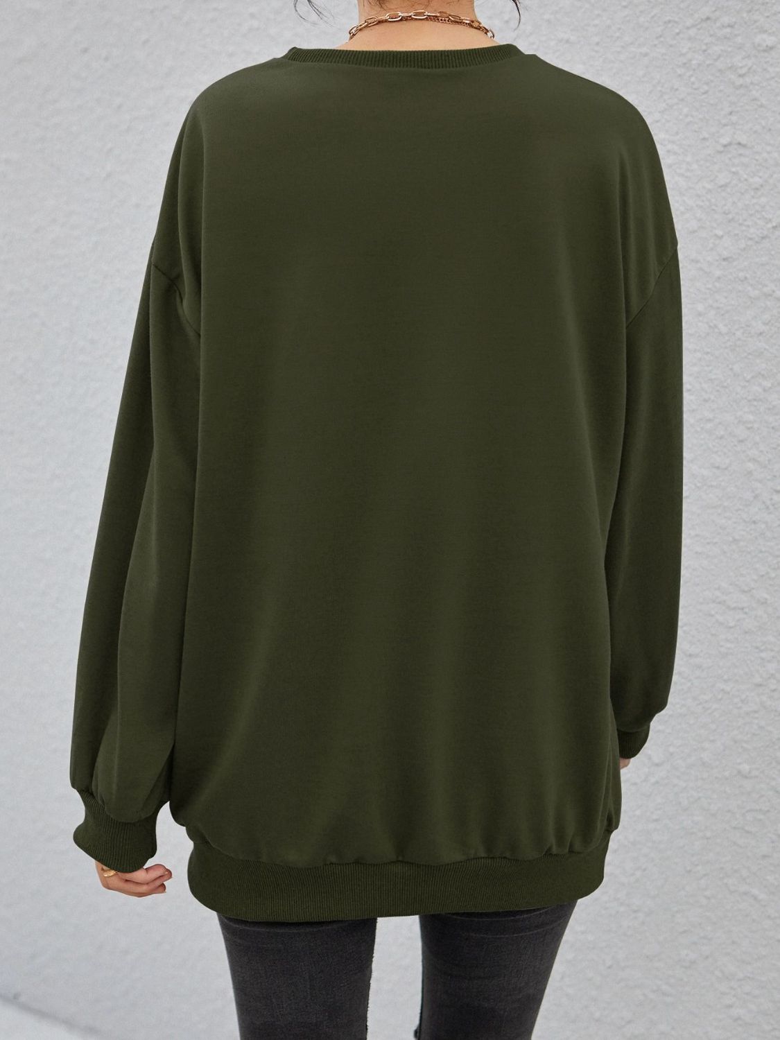 Sudadera de manga larga con cuello redondo y letras estereoscópicas