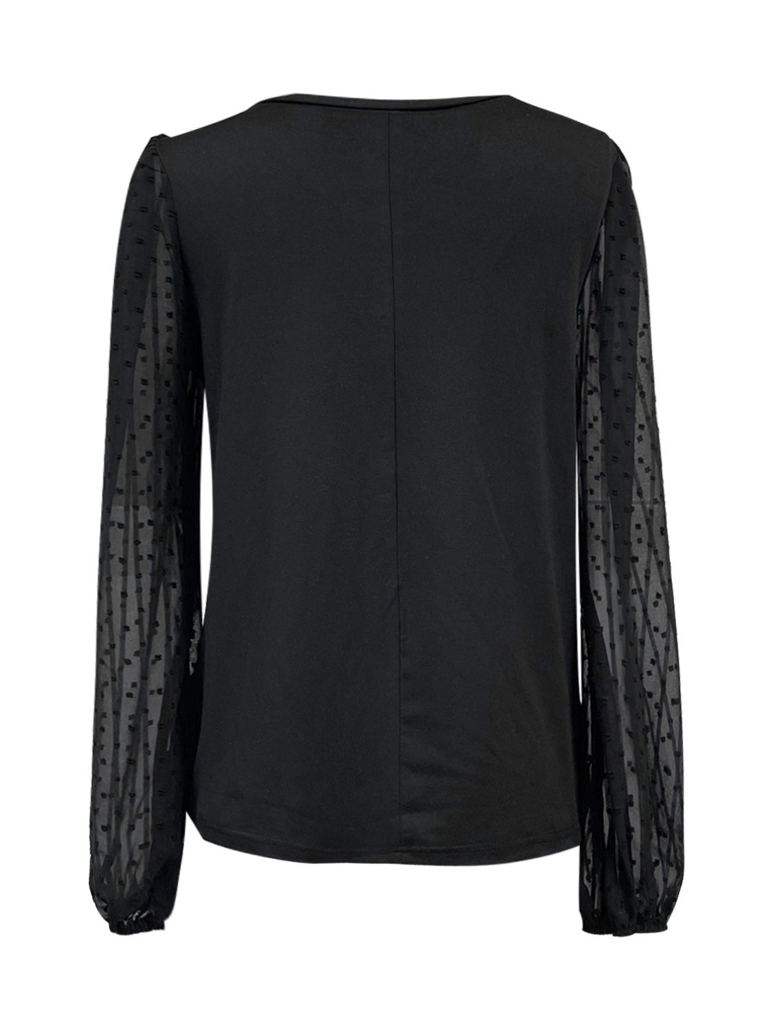 Blusa de manga larga con lunares suizos, escote en V y talla grande