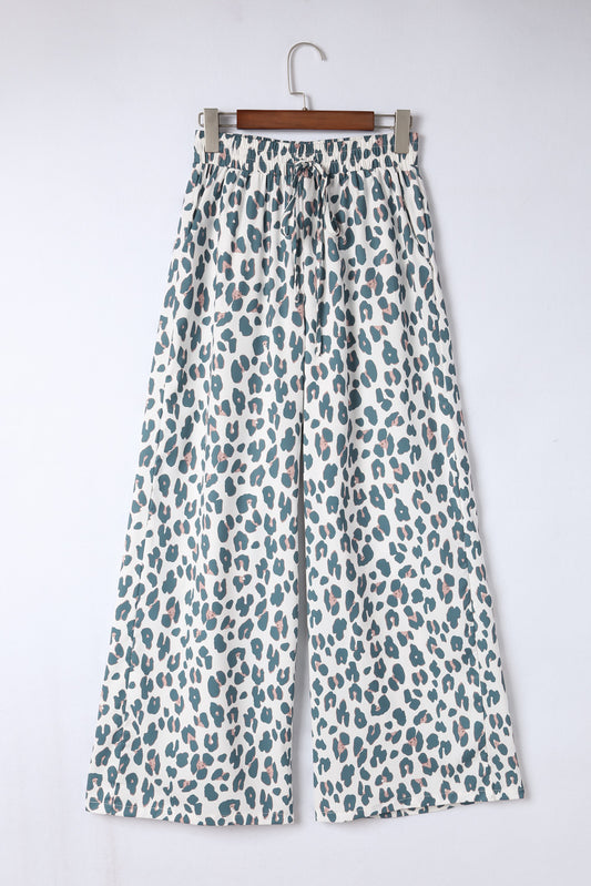 Culottes con cintura con cordón y estampado de leopardo