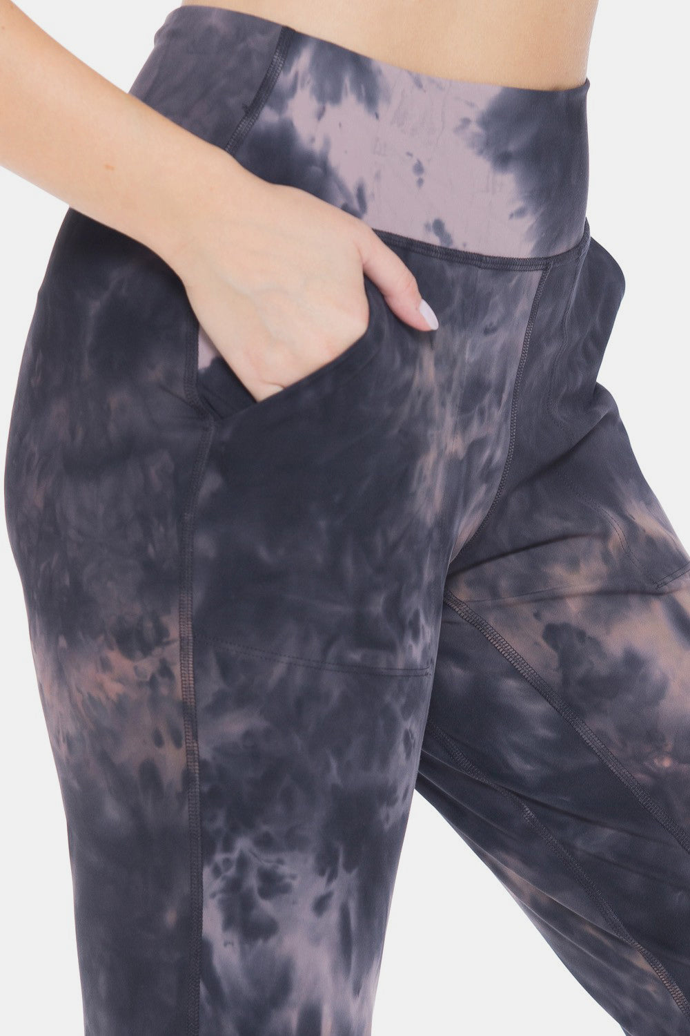 Leggings Depot Leggings recortados de cintura alta con efecto tie-dye