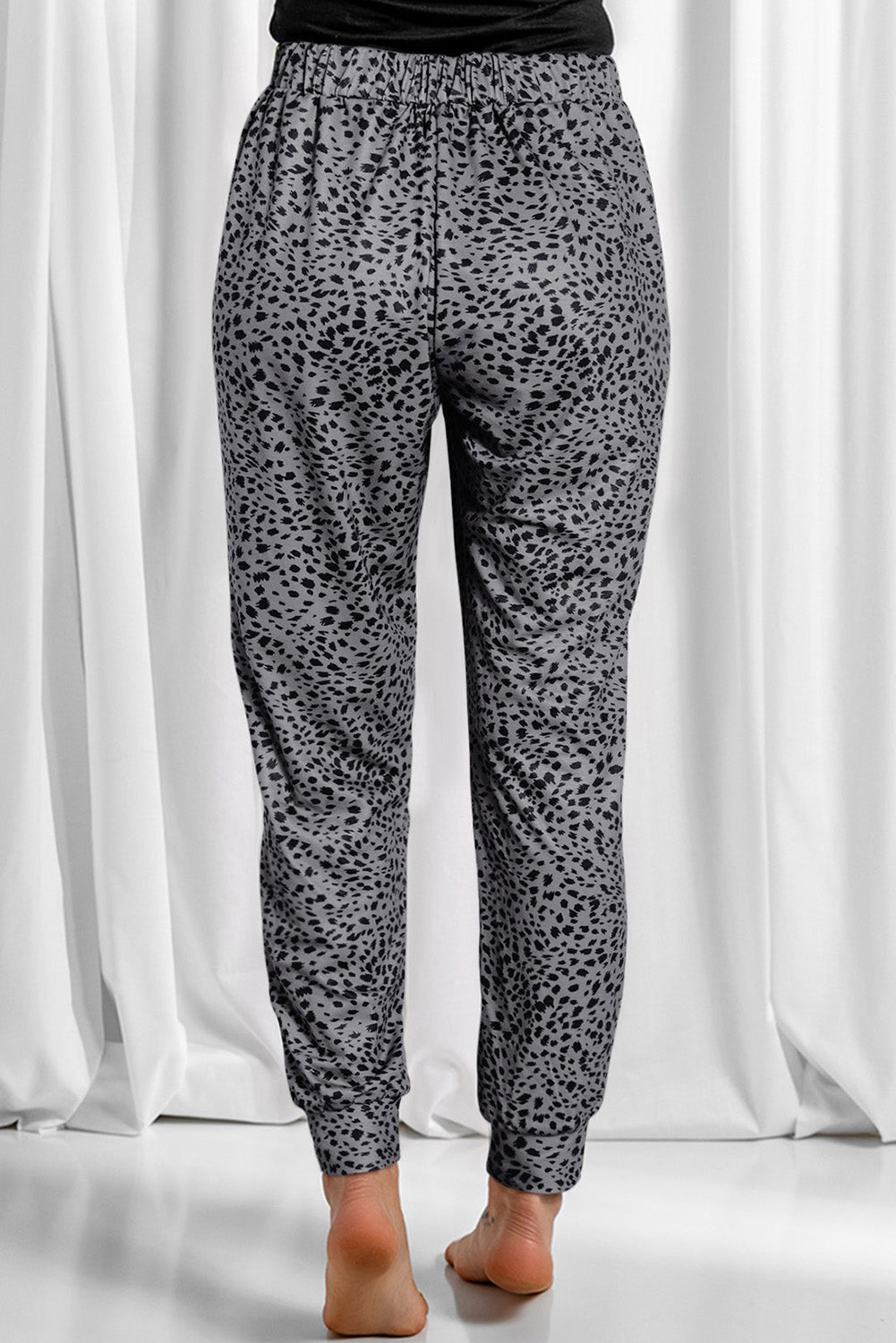Pantalones con bolsillos y cordón de leopardo de tamaño completo