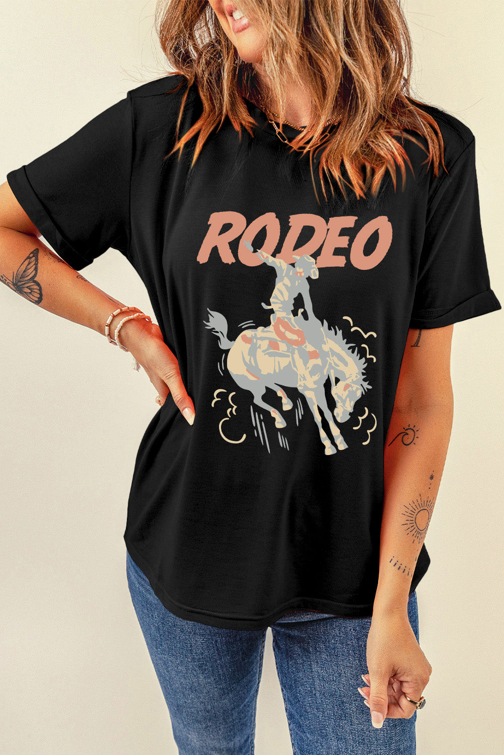 Camiseta gráfica de manga corta y cuello redondo