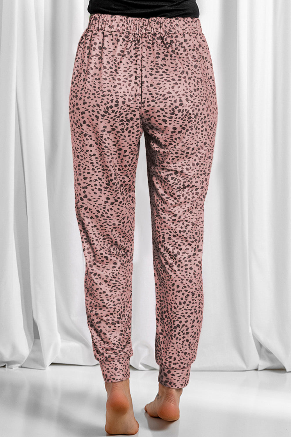 Pantalones con bolsillos y cordón de leopardo de tamaño completo