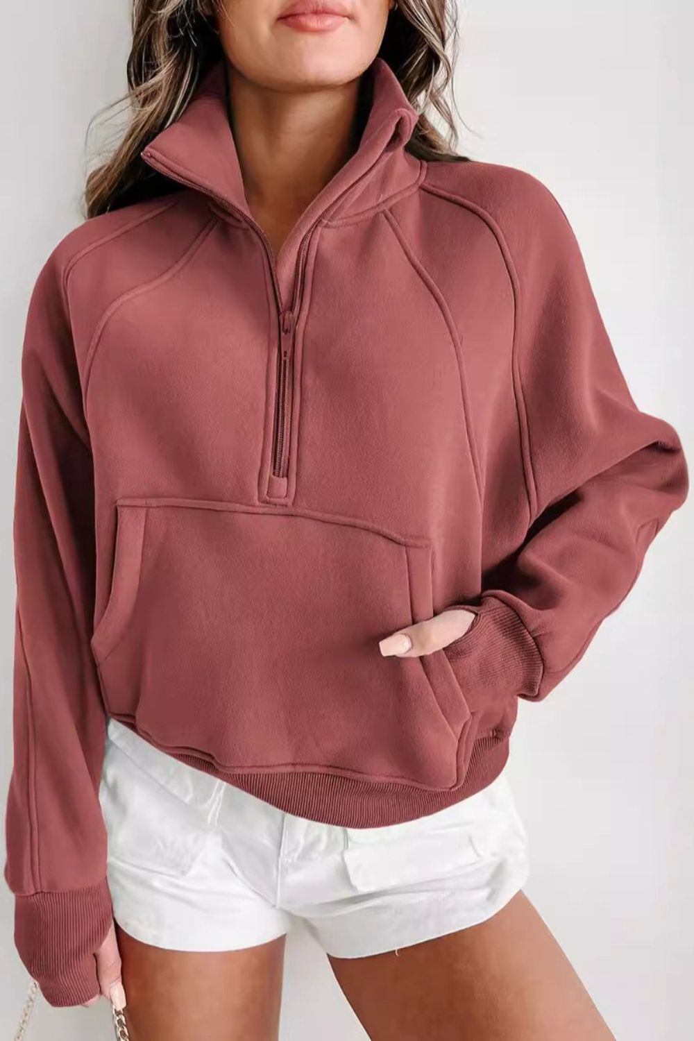 Sudadera de manga larga con media cremallera