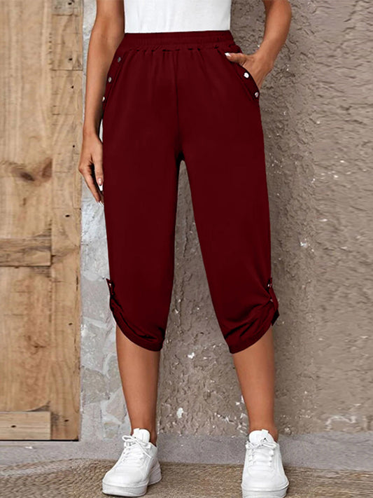 Pantalones capri con solapas enrollables de tamaño completo