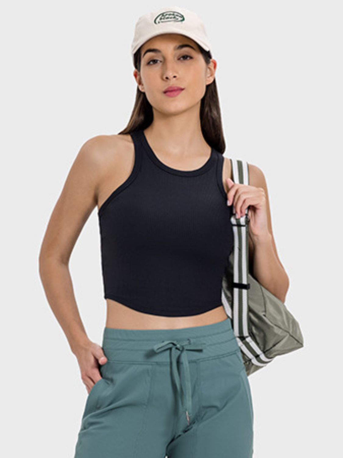 Camiseta deportiva Millnia con espalda cruzada y cuello redondo